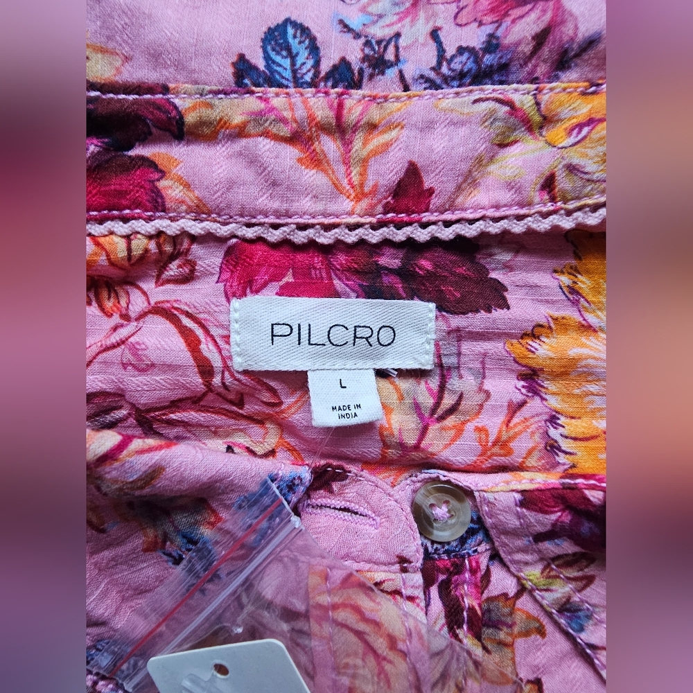 Pilcro Pink Floral Lace-Trim Sleeveless Blouse - Picture 4 of 17